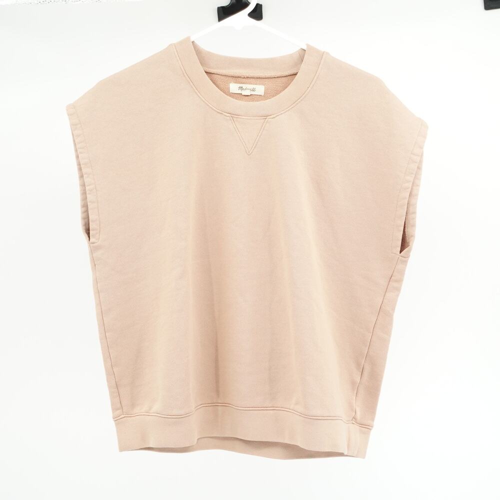 Madewell Sleeveless Sweatshirt SZ S‎ Oversized Relaxed Beachy Coastal Athleisure